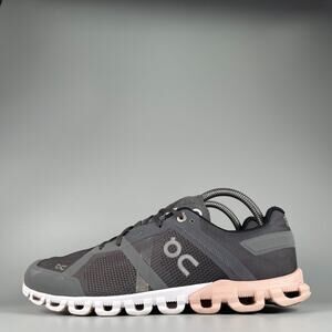 On Cloudflow Women's 9.5 Black/Gray/Pink Lace-Up Mesh Low Top Athletic Sneakers
